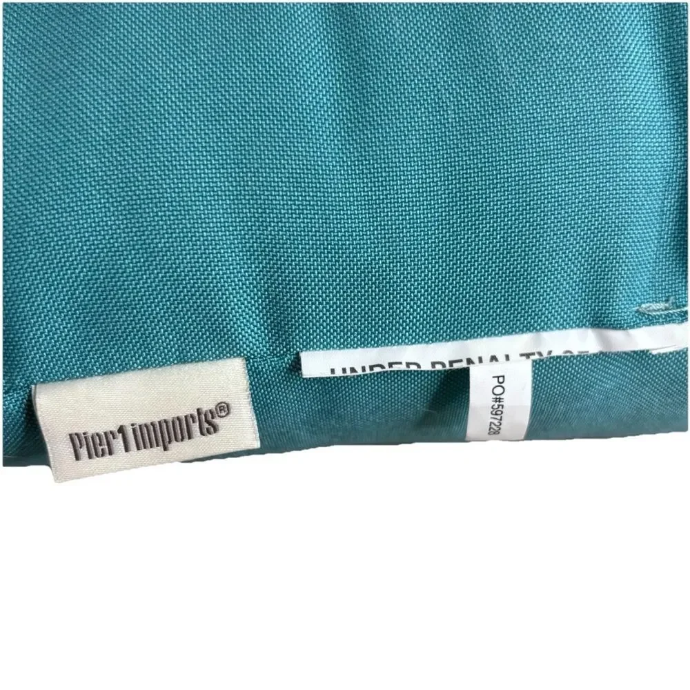 Pier 1 Indoor/Outdoor Lucky Dice Lumbar Pillow Turquoise Blue Yellow 17x12 EUC